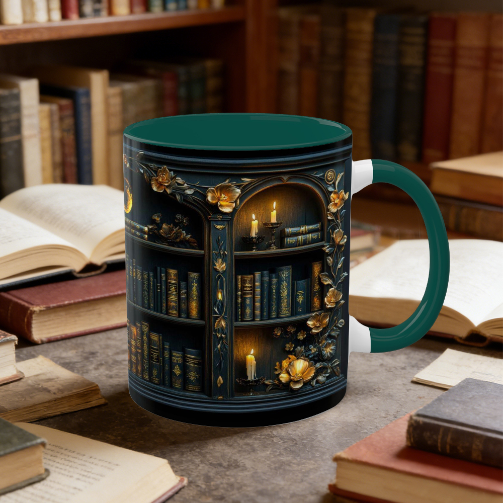 Ceramic Dark Academia Aesthetic Gothic Bookshelf Coffee Mug | WSMug18