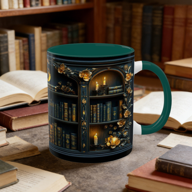Ceramic Dark Academia Aesthetic Gothic Bookshelf Coffee Mug | WSMug18