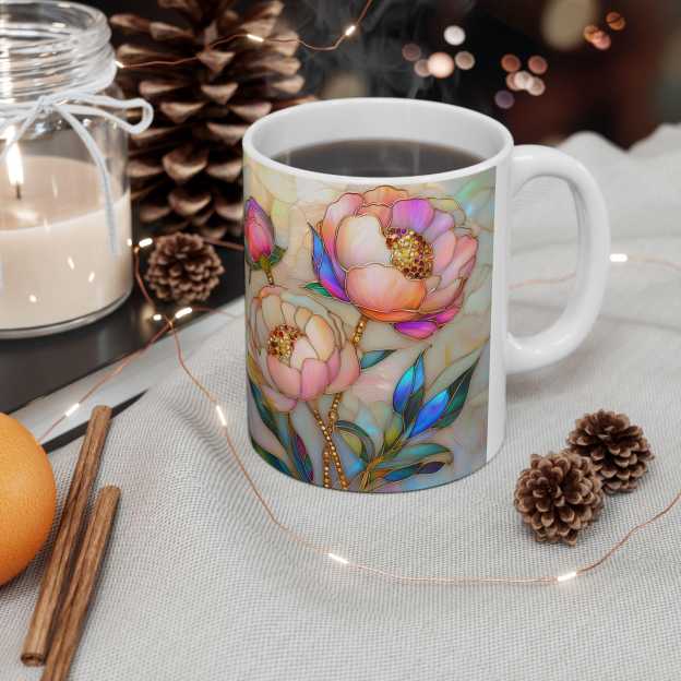Imitation Stained Glass Floral Art Mug | WSMug46