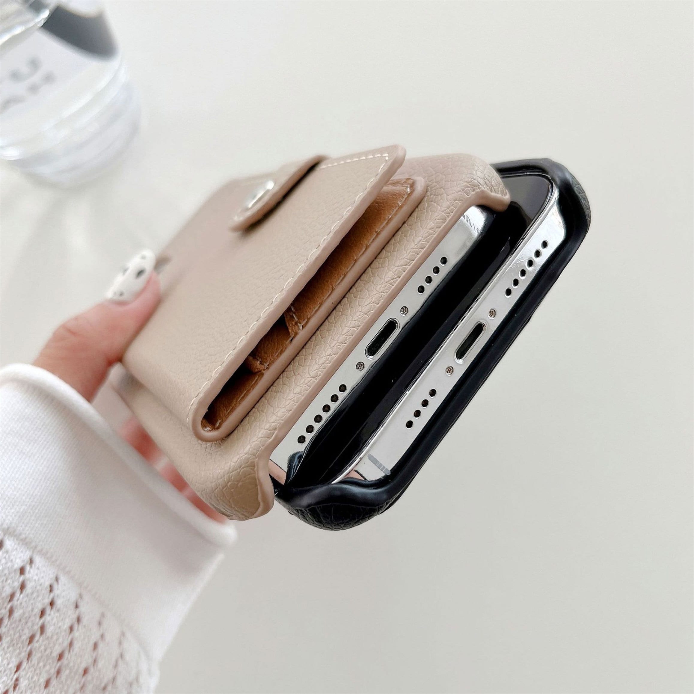 Personalized Monogram Leather Phone Cover Case with Card Pocket | OFCase096