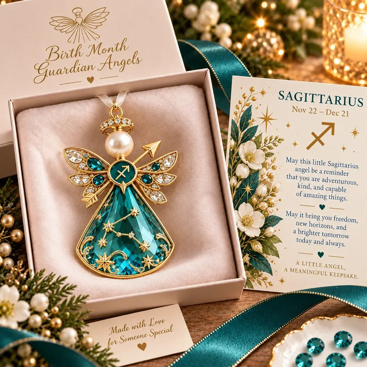 Sagittarius zodiac keepsake design with matching card
