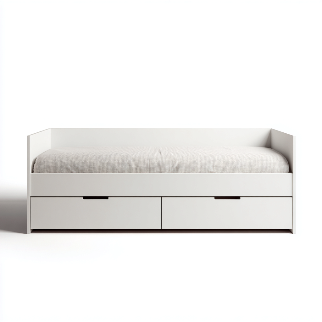 Divano letto - legno-tessuto - 207x87x91cm - bianco - stile moderno-Comfyilo