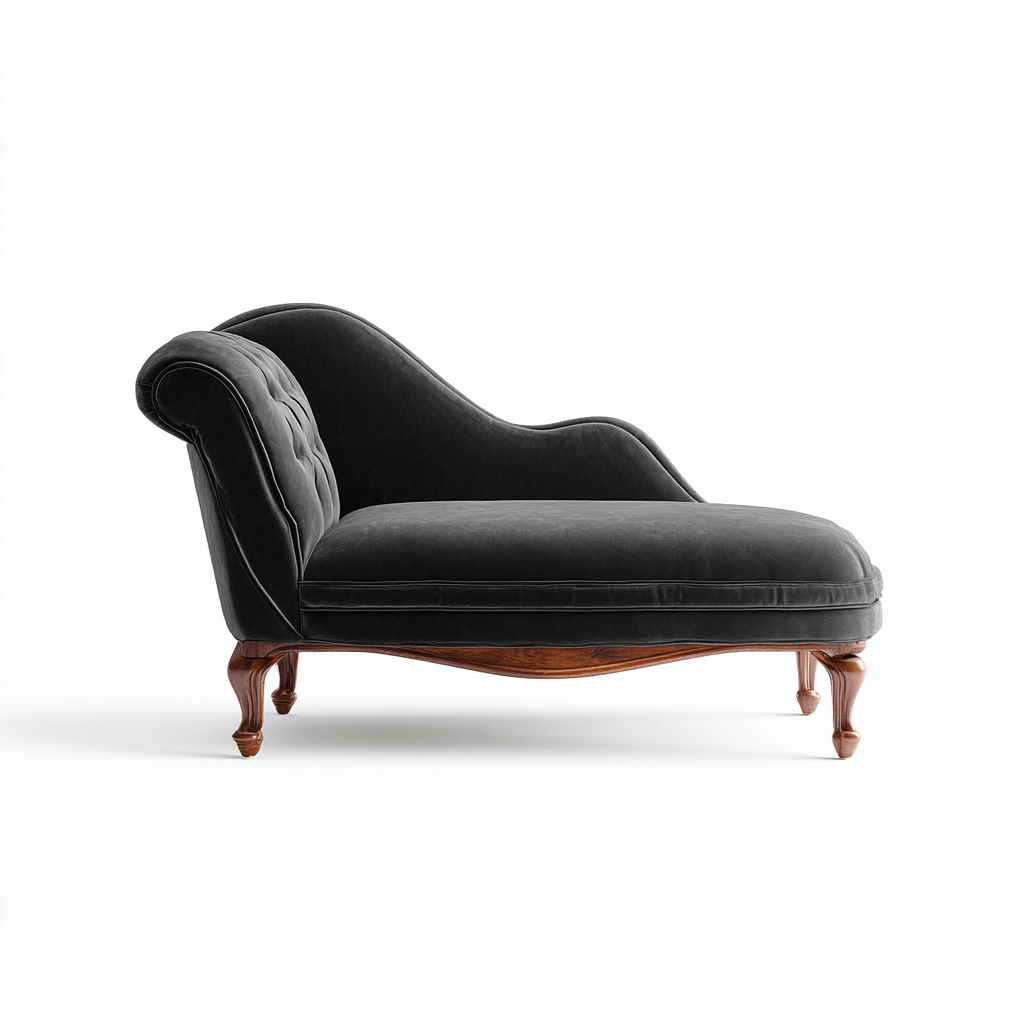 Chaise longue-velluto-legno-191x85x98 cm-grigio scuro-design classico-Comfyilo