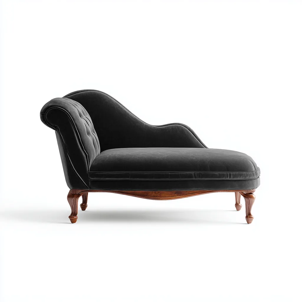 Chaise longue-velluto-legno-191x85x98 cm-grigio scuro-design classico-Comfyilo