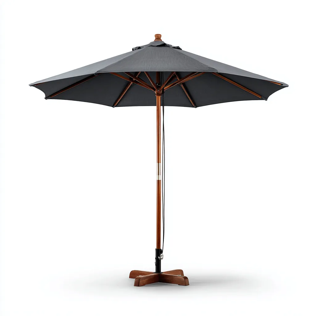 Ombrellone da giardino - legno-tessuto - 320x320x258 cm - grigio scuro - stile classico-Comfyilo