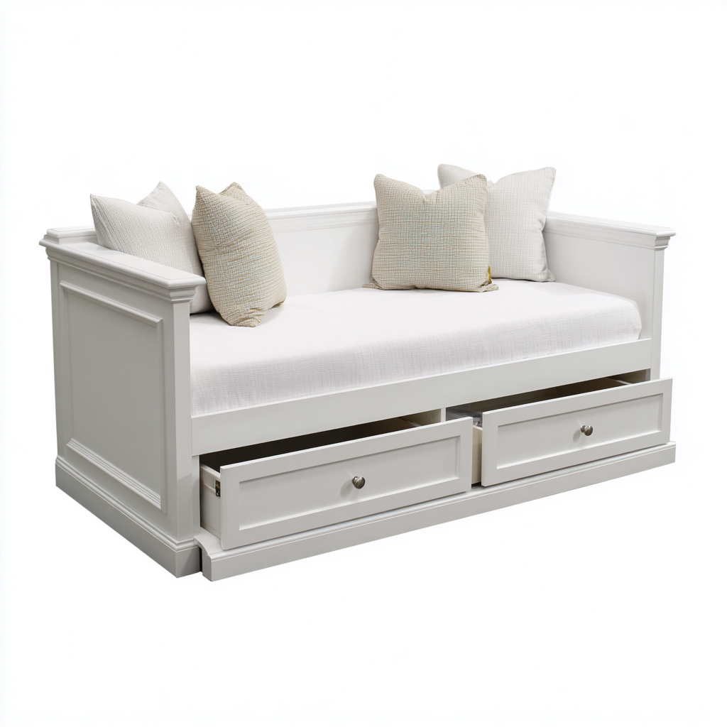 Divano letto - legno-tessuto - 214x90x101cm - bianco - stile classico-Comfyilo