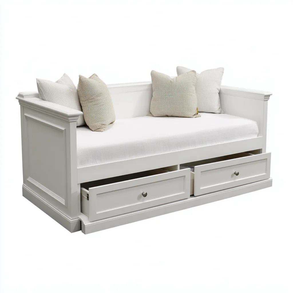 Divano letto - legno-tessuto - 214x90x101cm - bianco - stile classico-Comfyilo