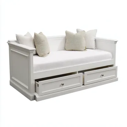 Divano letto - legno-tessuto - 214x90x101cm - bianco - stile classico-Comfyilo