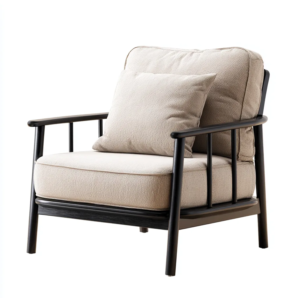 Poltrona da giardino-legno-metallo-tessuto-78x75x88 cm-beige-nero-design moderno-Comfyilo