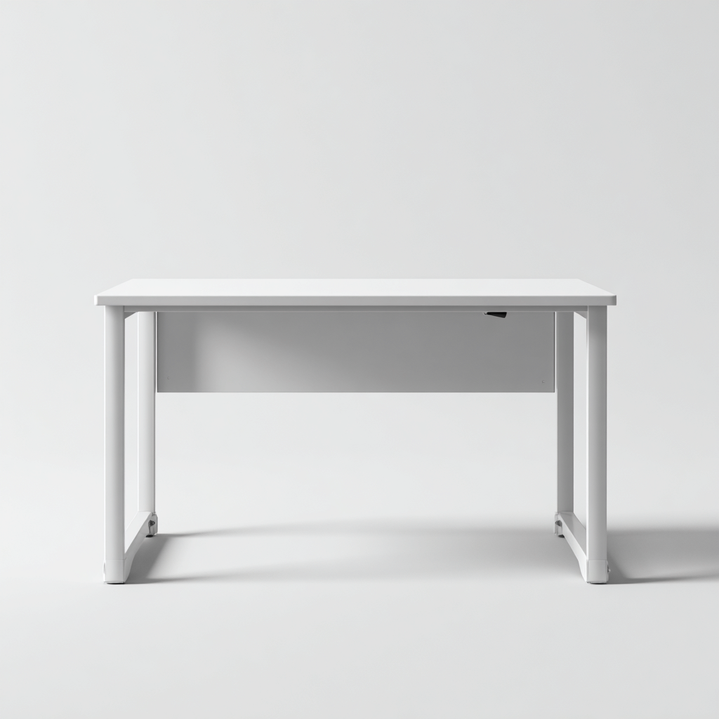 Scrivania-legno-metallo-154x72x74 cm-bianco-moderno-Comfyilo