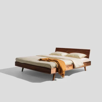 Letto matrimoniale - legno massello - 228x168x92cm - noce - stile moderno-Comfyilo