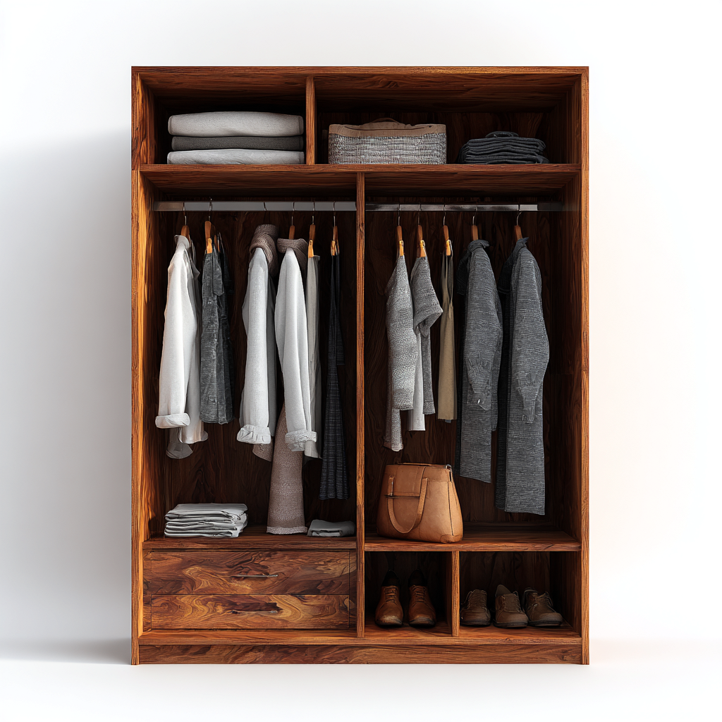 Armadio guardaroba - legno massello - 160x55x205 cm - marrone - naturale-Comfyilo