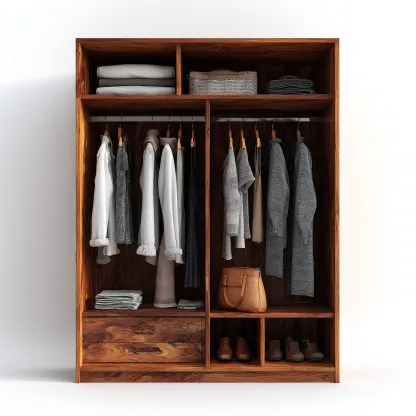 Armadio guardaroba - legno massello - 160x55x205 cm - marrone - naturale-Comfyilo