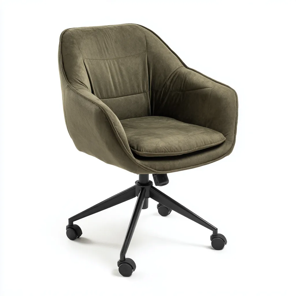 Sedia da ufficio-velluto-metallo-70x68x92 cm-verde oliva-design moderno-Comfyilo