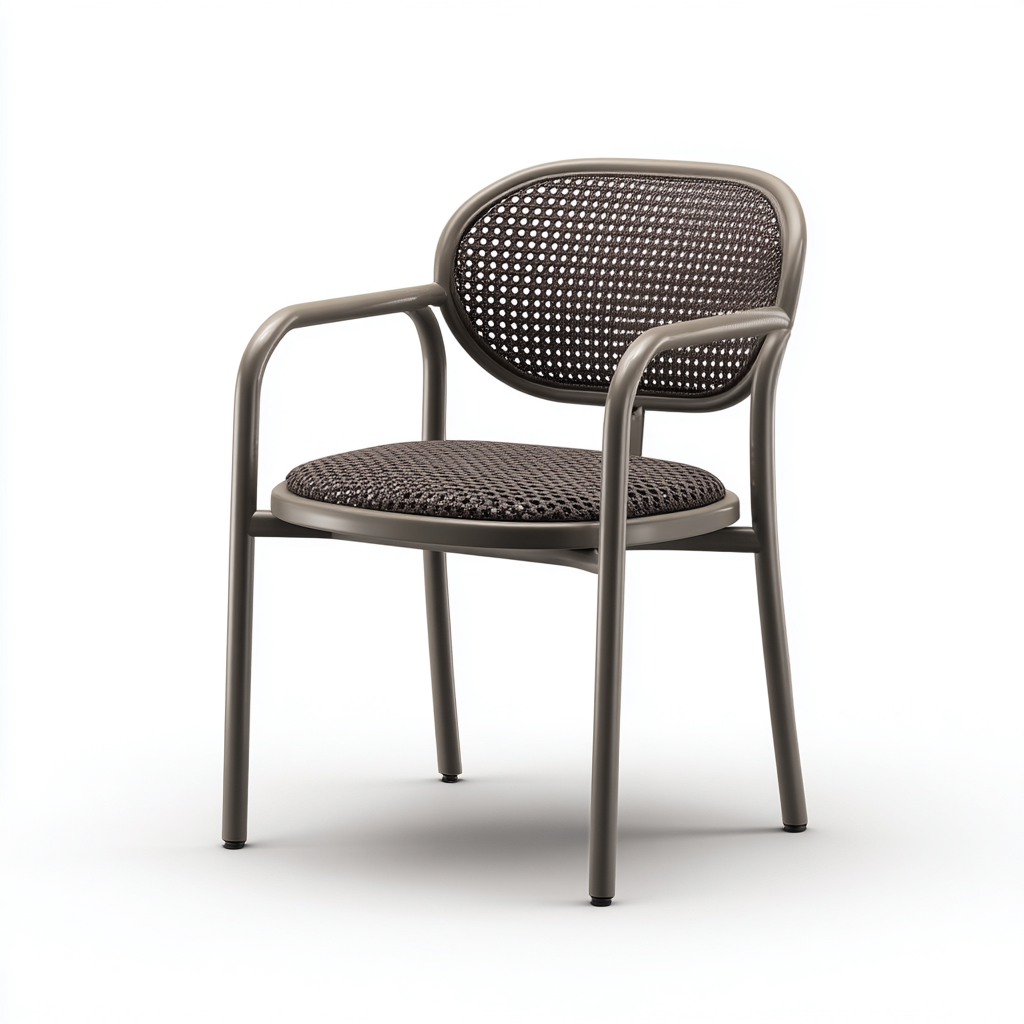 Poltrona da giardino-metallo-rattan-58x55x84 cm-marrone-grigio-design moderno-Comfyilo