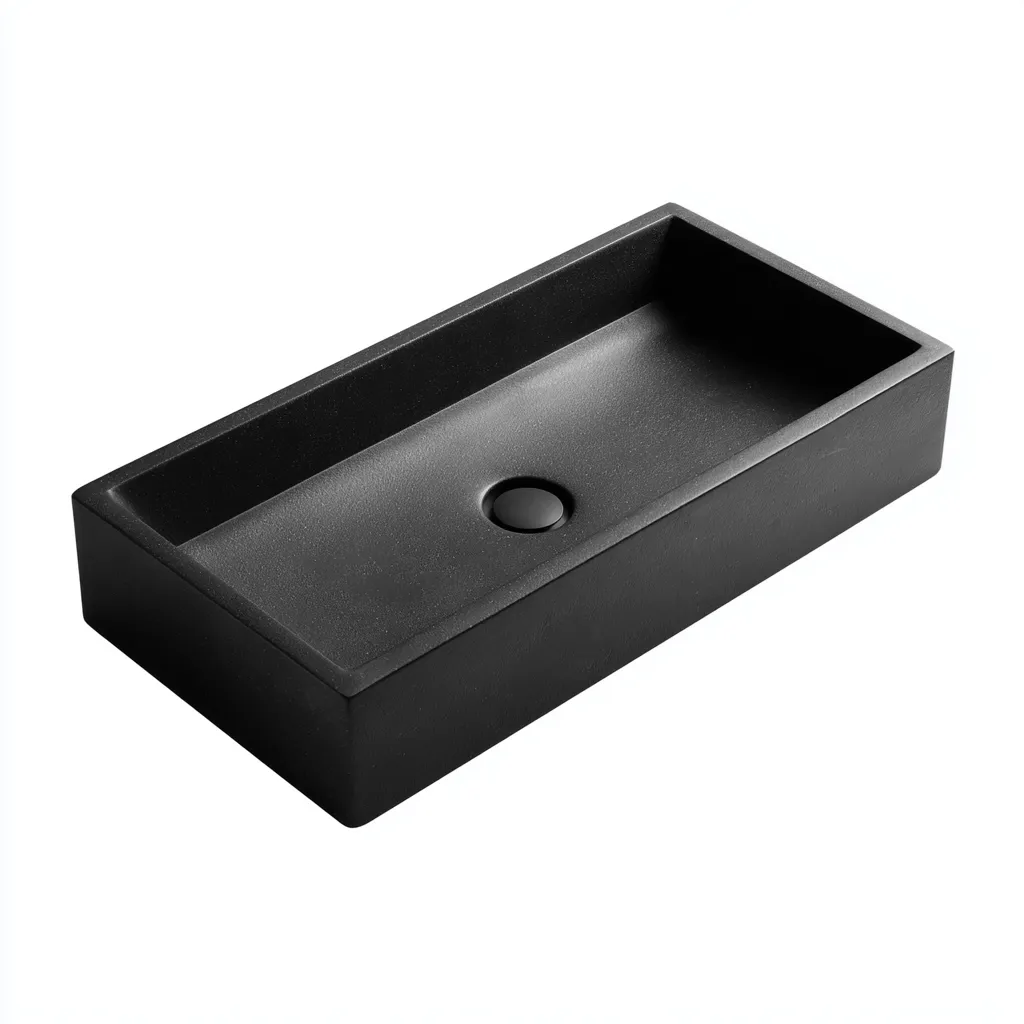 Lavabo - pietra composita - 56x29x12 cm - nero opaco - moderno-Comfyilo
