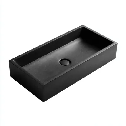 Lavabo - pietra composita - 56x29x12 cm - nero opaco - moderno-Comfyilo