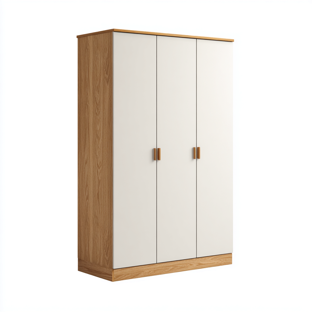 Armadio-Legno-MDF-115x52x198 cm-Bianco-Rovere-Design Moderno-Comfyilo