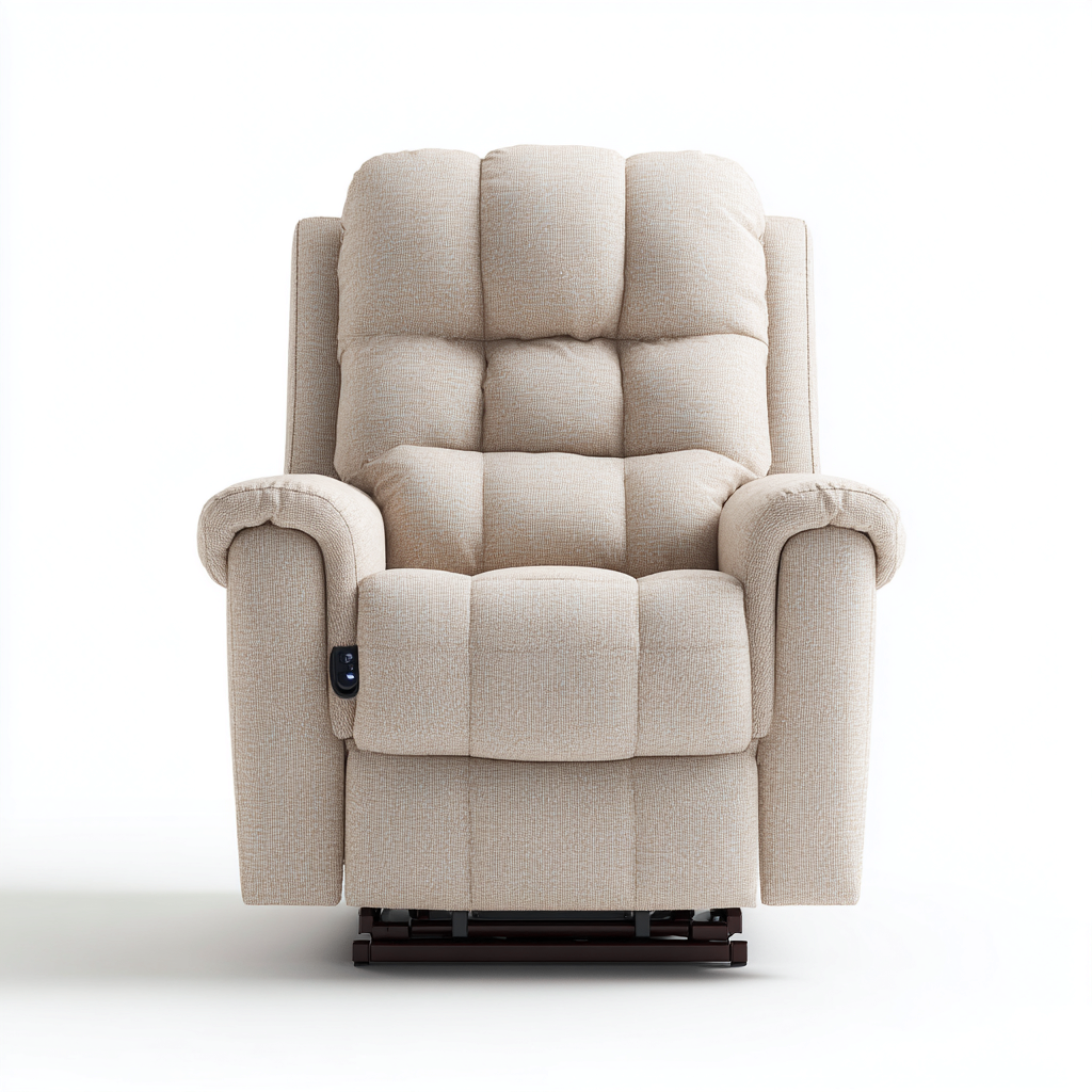 Poltrona reclinabile - tessuto imbottito - 92x88x108 cm - beige - design ergonomico-Comfyilo