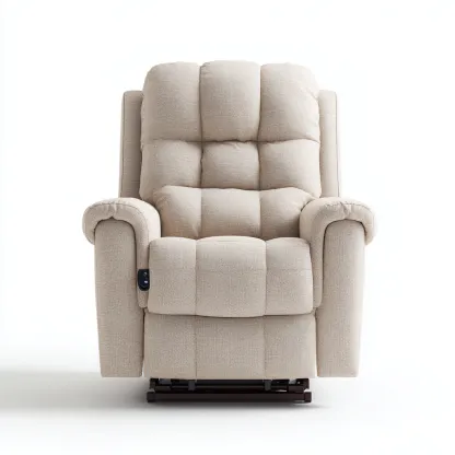 Poltrona reclinabile - tessuto imbottito - 92x88x108 cm - beige - design ergonomico-Comfyilo