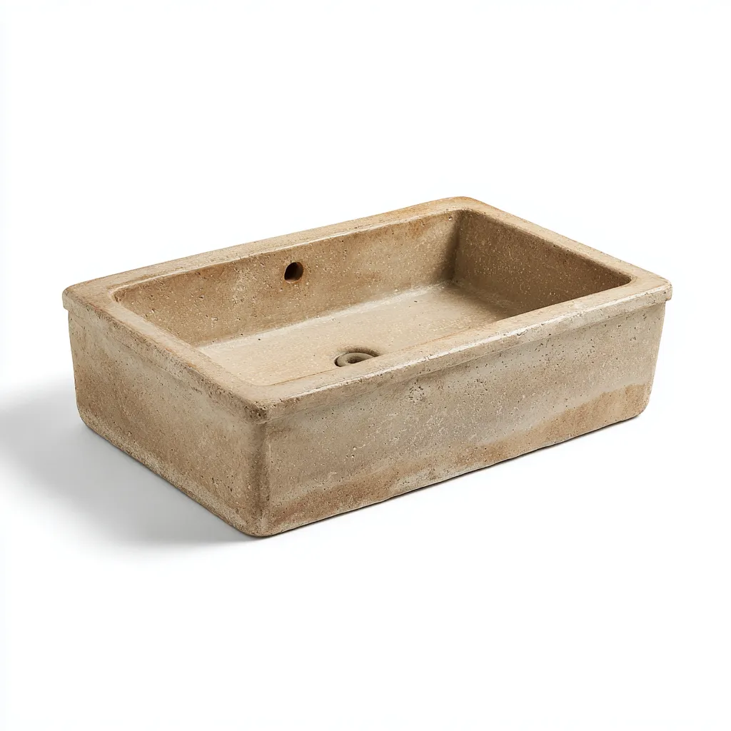 Lavabo - cemento - 52x34x15 cm - beige naturale - industriale-Comfyilo