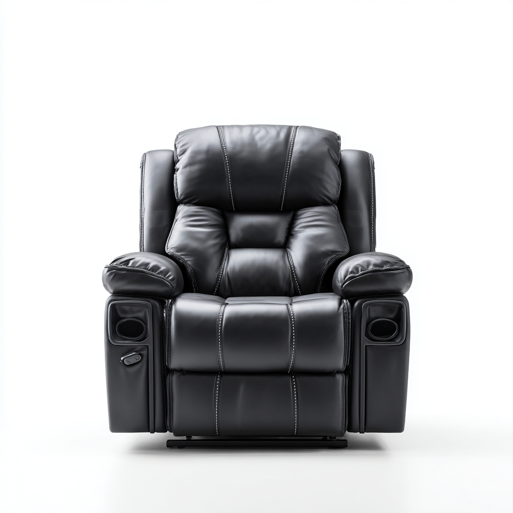 Poltrona reclinabile - pelle sintetica - 96x93x107 cm - nero - design ergonomico-Comfyilo