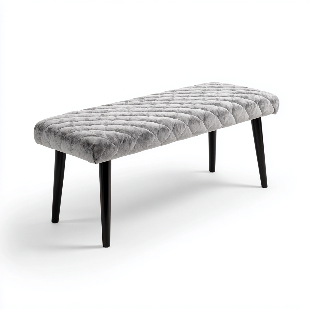 Panca per letto - velluto-metallo - 105x38x46cm - grigio - design contemporaneo-Comfyilo