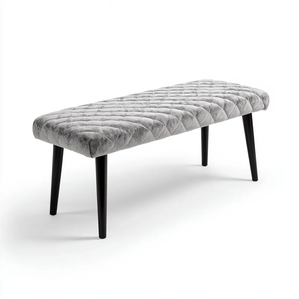 Panca per letto - velluto-metallo - 105x38x46cm - grigio - design contemporaneo-Comfyilo