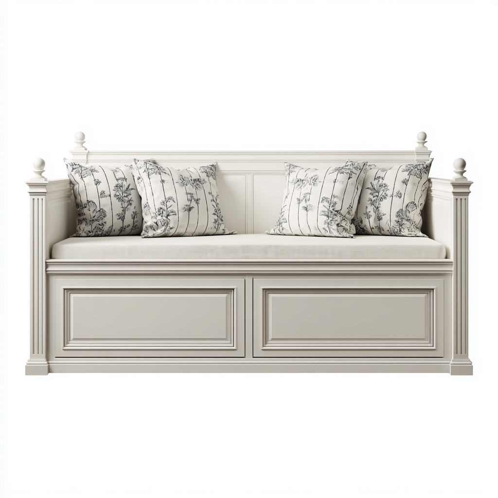 Divano letto - legno-tessuto - 212x90x108cm - bianco - stile classico-Comfyilo