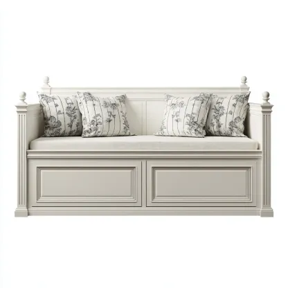 Divano letto - legno-tessuto - 212x90x108cm - bianco - stile classico-Comfyilo