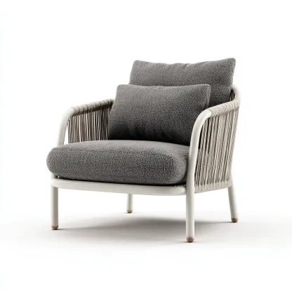 Poltrona da giardino-metallo-corda-tessuto-79x77x86 cm-grigio-design moderno-Comfyilo