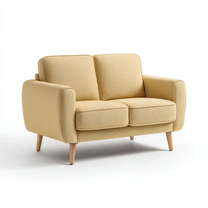 Divano a due posti - tessuto-legno - 162x80x79cm - giallo - design moderno-Comfyilo