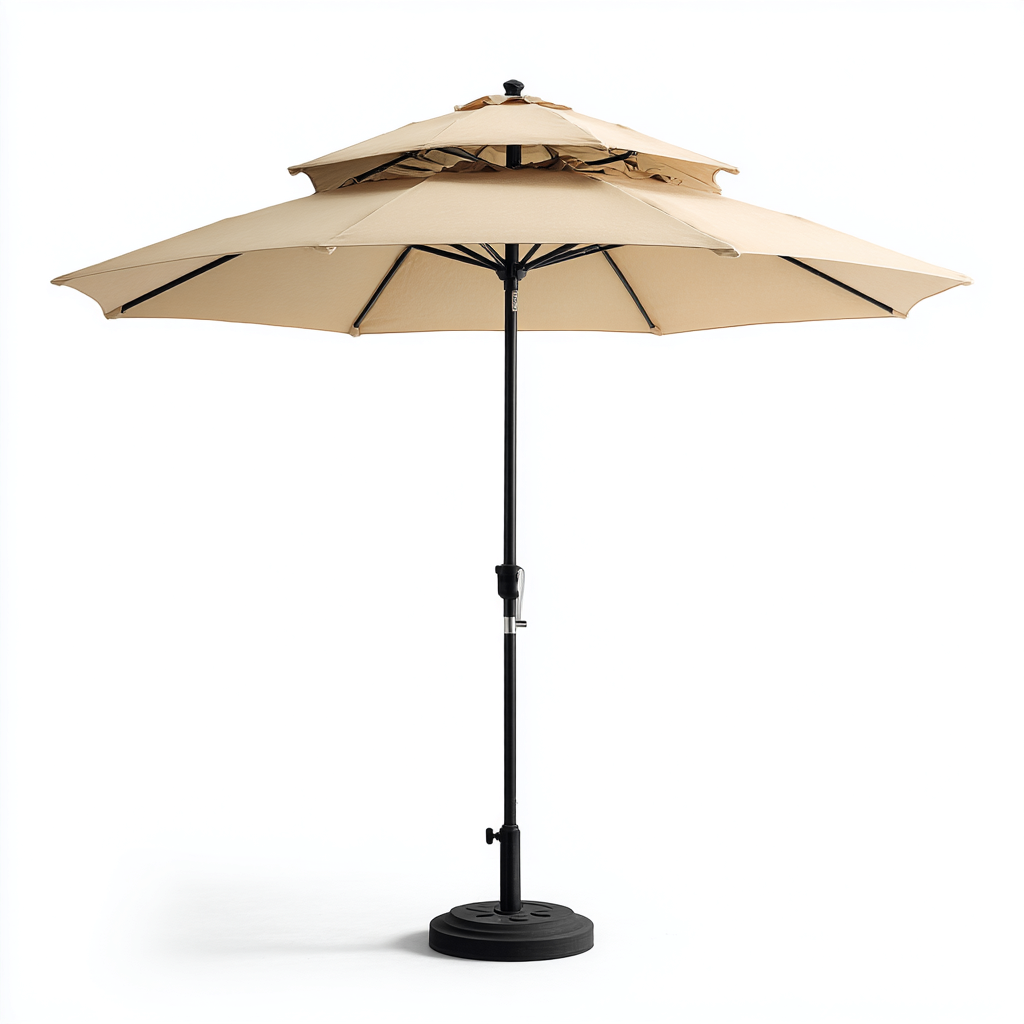 Ombrellone da giardino - poliestere-acciaio - 300x300x250 cm - beige - doppio tettuccio ventilato-Comfyilo