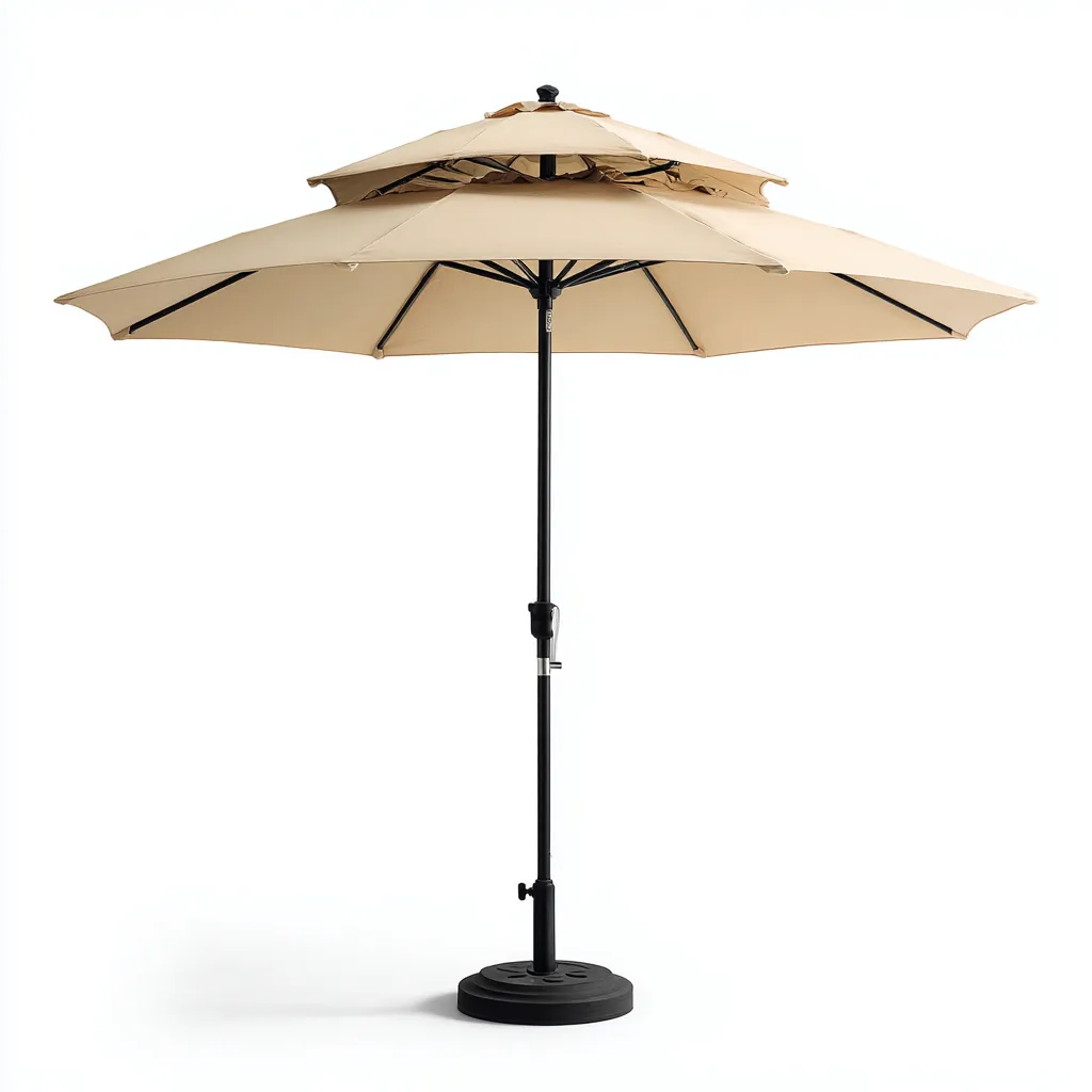 Ombrellone da giardino - poliestere-acciaio - 300x300x250 cm - beige - doppio tettuccio ventilato-Comfyilo