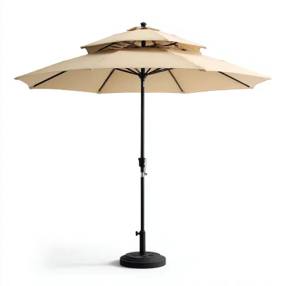 Ombrellone da giardino - poliestere-acciaio - 300x300x250 cm - beige - doppio tettuccio ventilato-Comfyilo