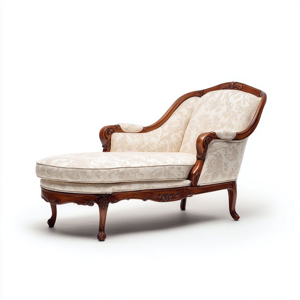 Chaise longue-tessuto-legno-201x90x98 cm-crema-design classico-Comfyilo