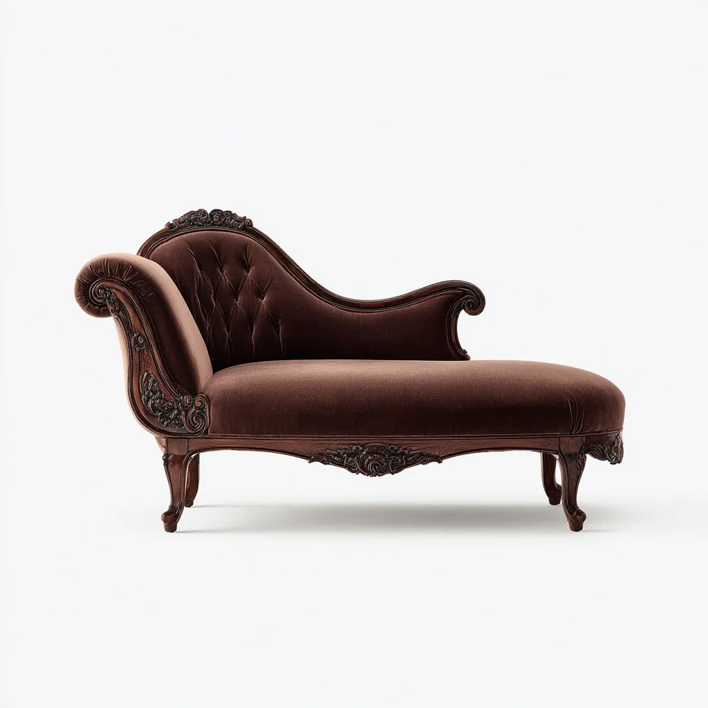 Chaise longue-velluto-legno-190x83x97 cm-marrone-design classico-Comfyilo