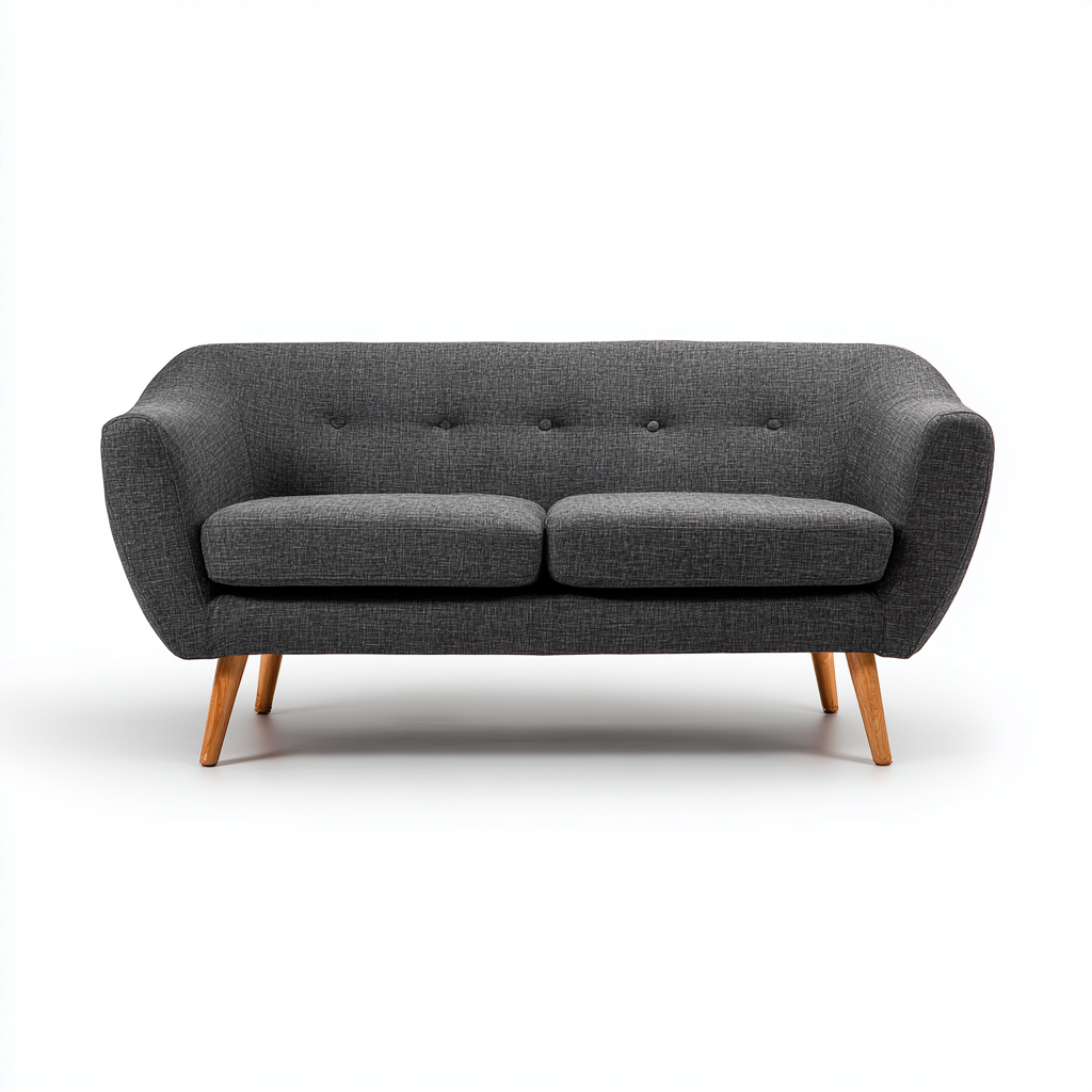 Divano a due posti - tessuto-legno - 168x80x77cm - grigio scuro - design moderno-Comfyilo