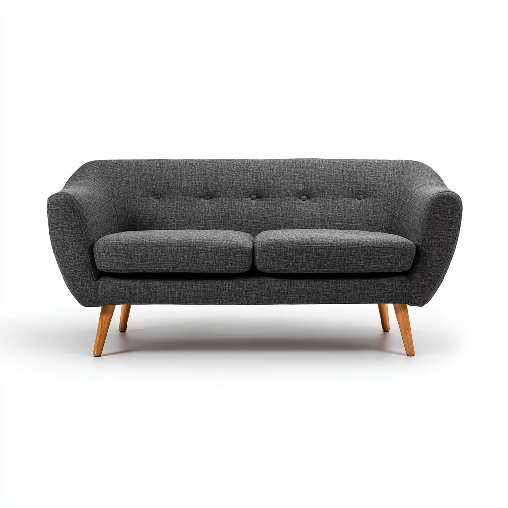 Divano a due posti - tessuto-legno - 168x80x77cm - grigio scuro - design moderno-Comfyilo