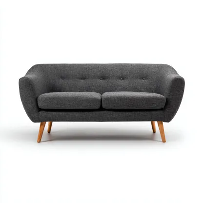 Divano a due posti - tessuto-legno - 168x80x77cm - grigio scuro - design moderno-Comfyilo