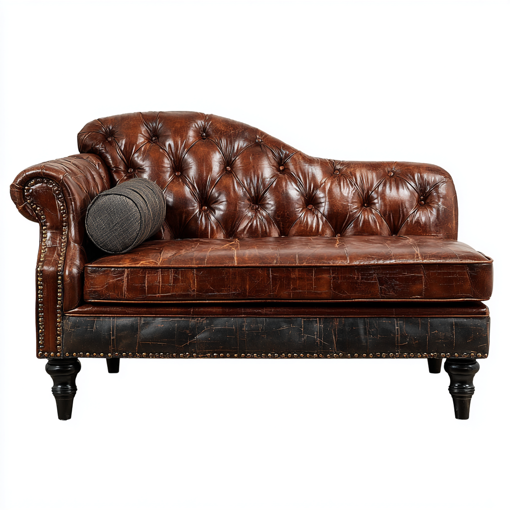 Chaise longue-pelle-legno-192x85x98 cm-marrone-design vintage classico-Comfyilo