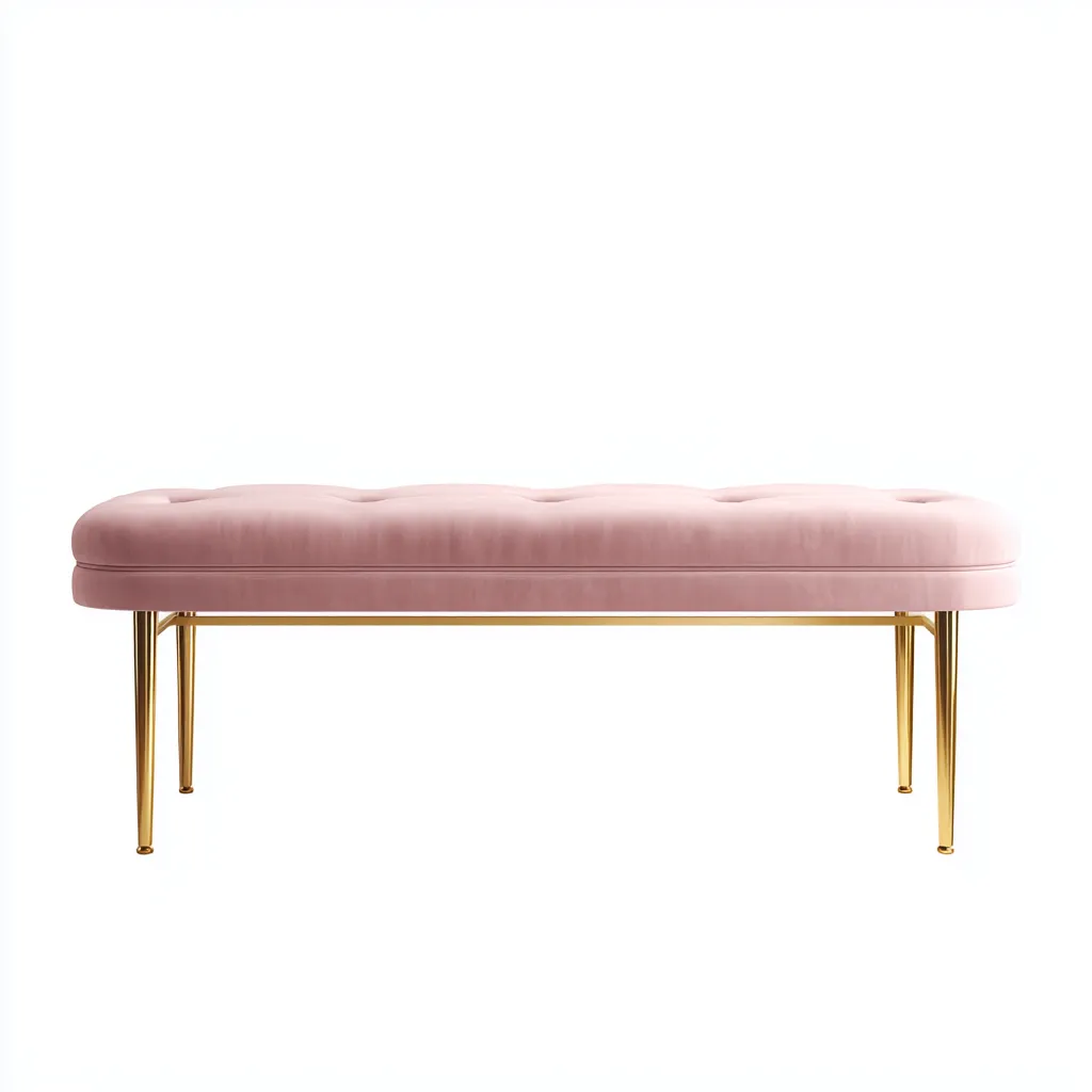 Panca per letto - velluto-metallo - 125x42x47cm - rosa-oro - design elegante-Comfyilo