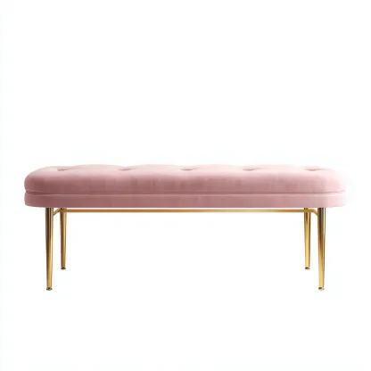 Panca per letto - velluto-metallo - 125x42x47cm - rosa-oro - design elegante-Comfyilo