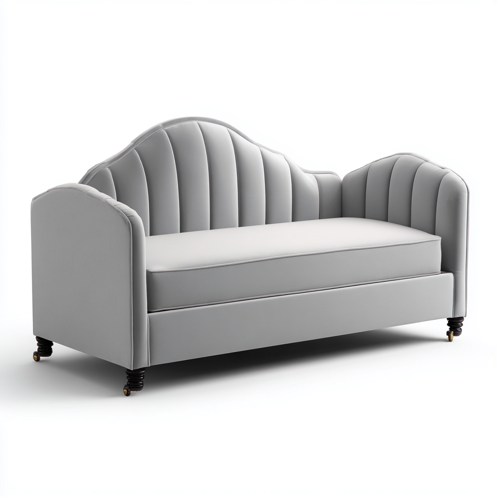 Divano letto - tessuto - 210x90x95cm - grigio - stile classico-Comfyilo