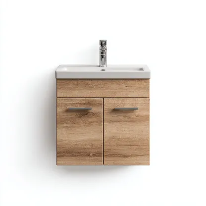 Mobile lavabo-legno-60x42x48 cm-rovere chiaro-bianco-design moderno-Comfyilo