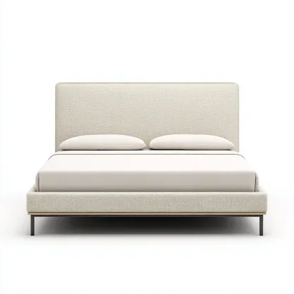 Letto matrimoniale - tessuto-metallo - 225x165x118cm - beige - stile moderno-Comfyilo