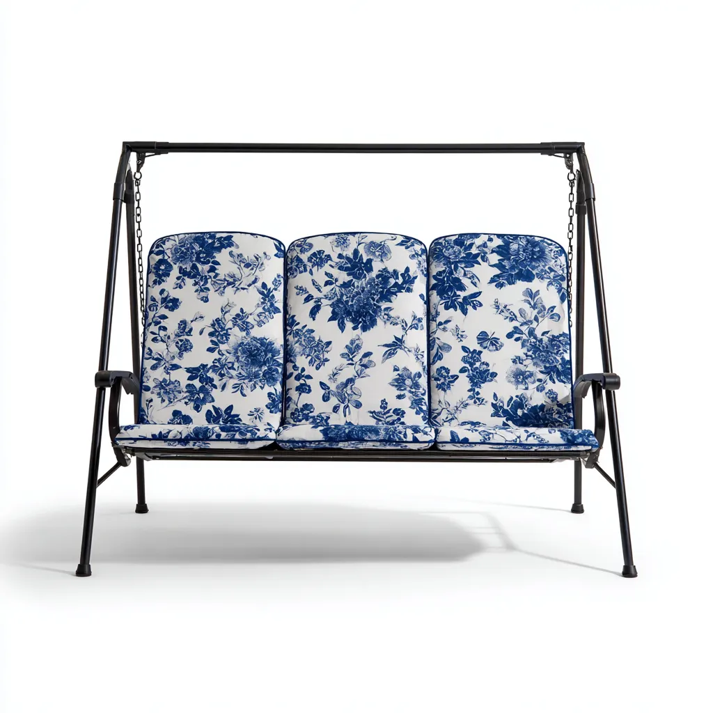 Dondolo da giardino - acciaio-tessuto - 172x118x163 cm - blu-bianco - stile classico-Comfyilo