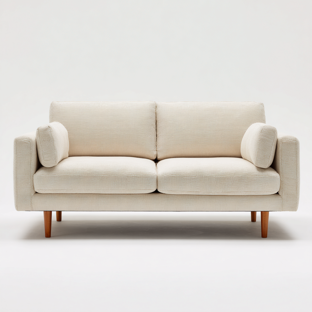 Divano a due posti - tessuto-legno - 178x84x80cm - beige chiaro - design moderno-Comfyilo