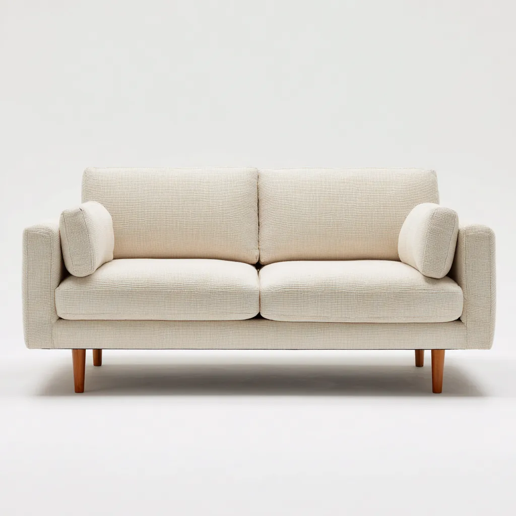 Divano a due posti - tessuto-legno - 178x84x80cm - beige chiaro - design moderno-Comfyilo