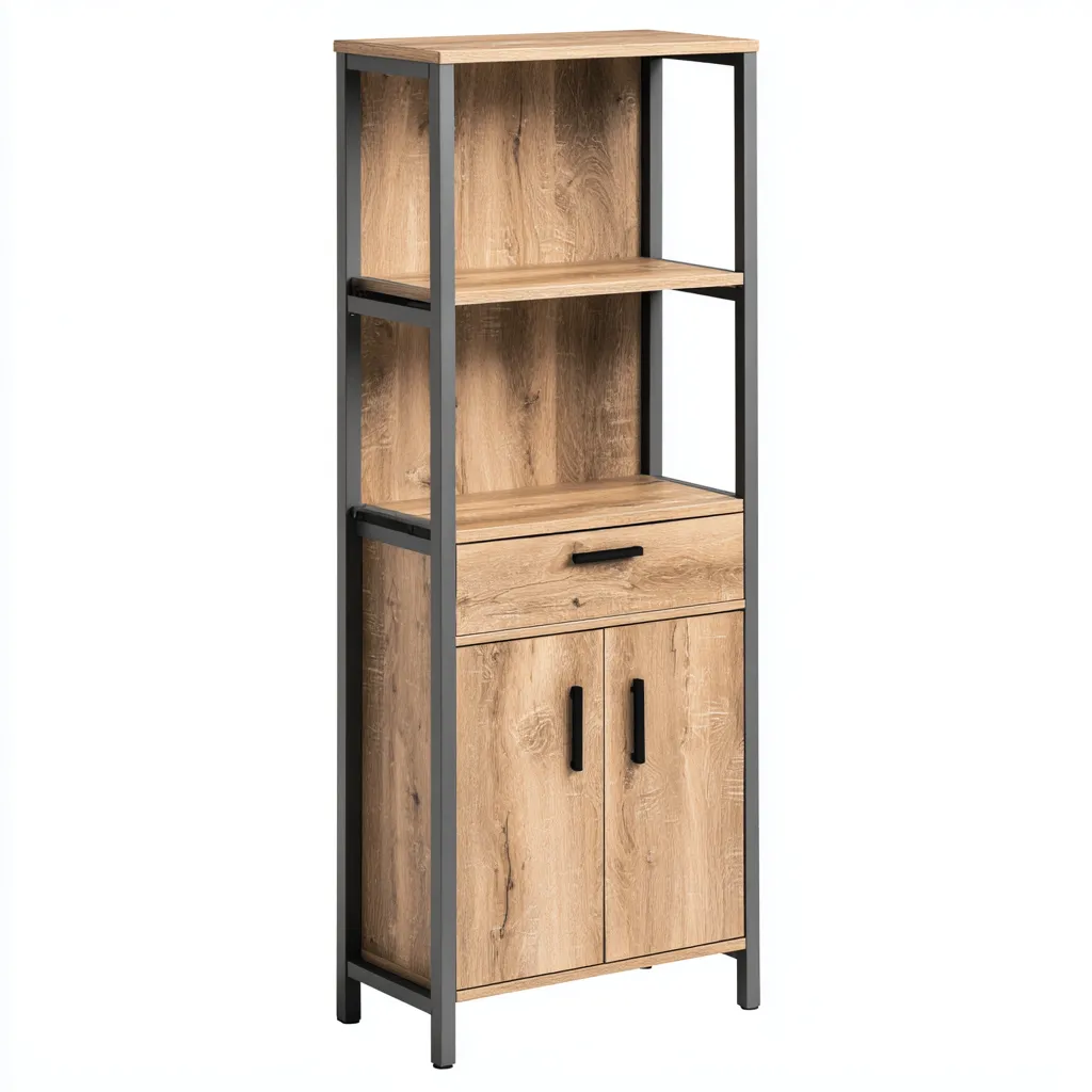 Mobile bagno-legno-metallo-43x32x168 cm-rovere-nordico-Comfyilo